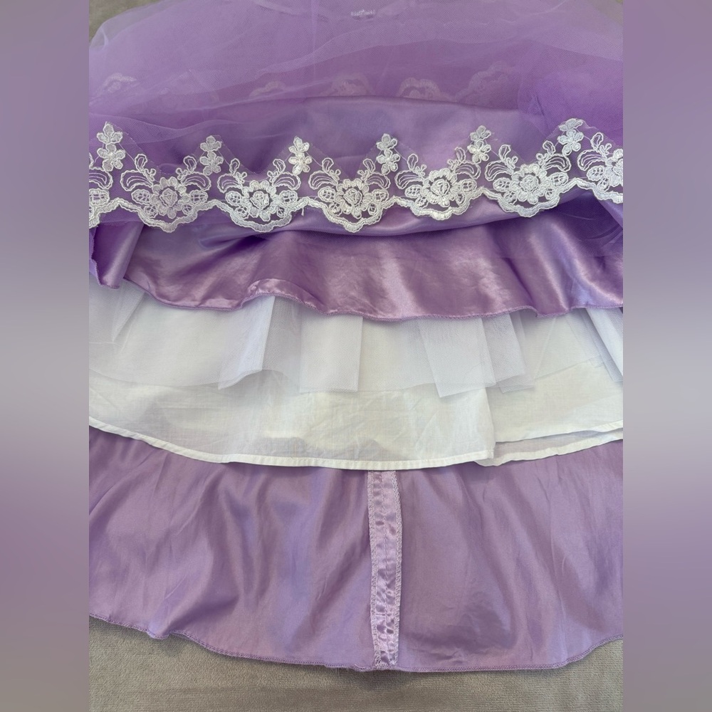 Girls Size 12 Purple Tulle Lace Dress Graduation Party Flower Wedding Sleeveless - Picture 7 of 13